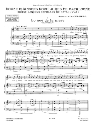 12 chansons populaires de Catalogne Volume 1 - Joaquin Nin-Culmell